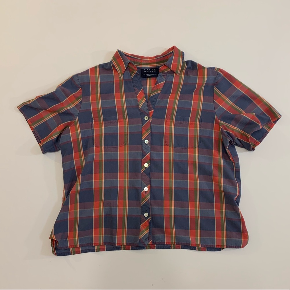 Plaid shirt crazy horse by Liz wear size petite L